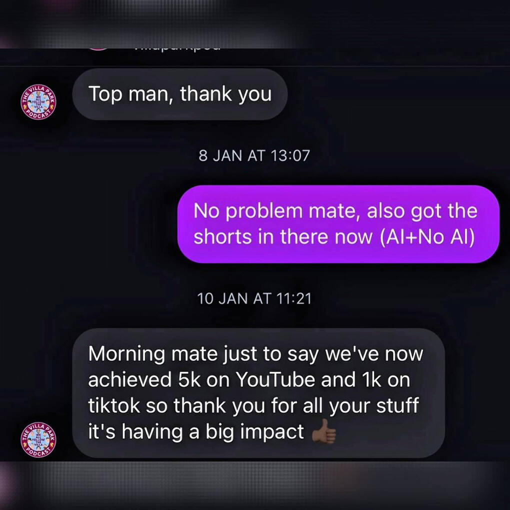 Positive feedback screenshot from a CRSOCIALS client
